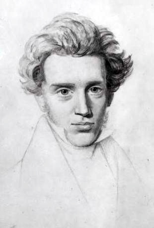 Sketch of Søren Kierkegaard. Based on a sketch by Niels Christian Kierkegaard (1806-1882)