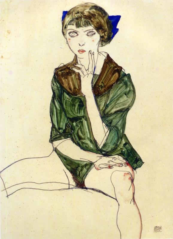 Egon Schiele - Sitting Woman in a Green Blouse. 1913