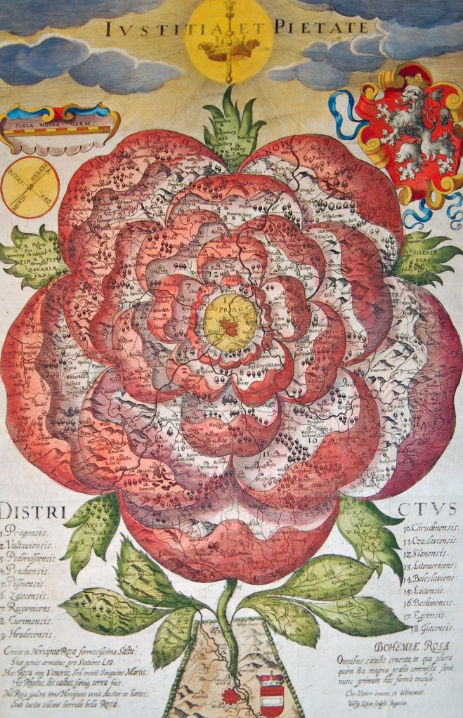 1677 rose map of bohemia