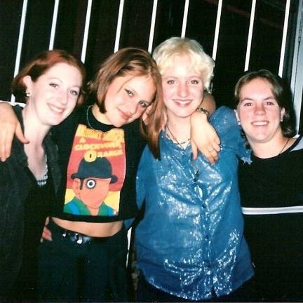 Olwen, me, Joey and Jolene outside the Rift in Durban, just after Matric Finals were over.