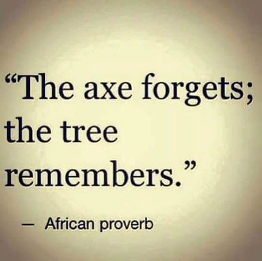 the axe forgets the tree remembers